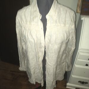 Lands End striped tunic with gathered shoulders